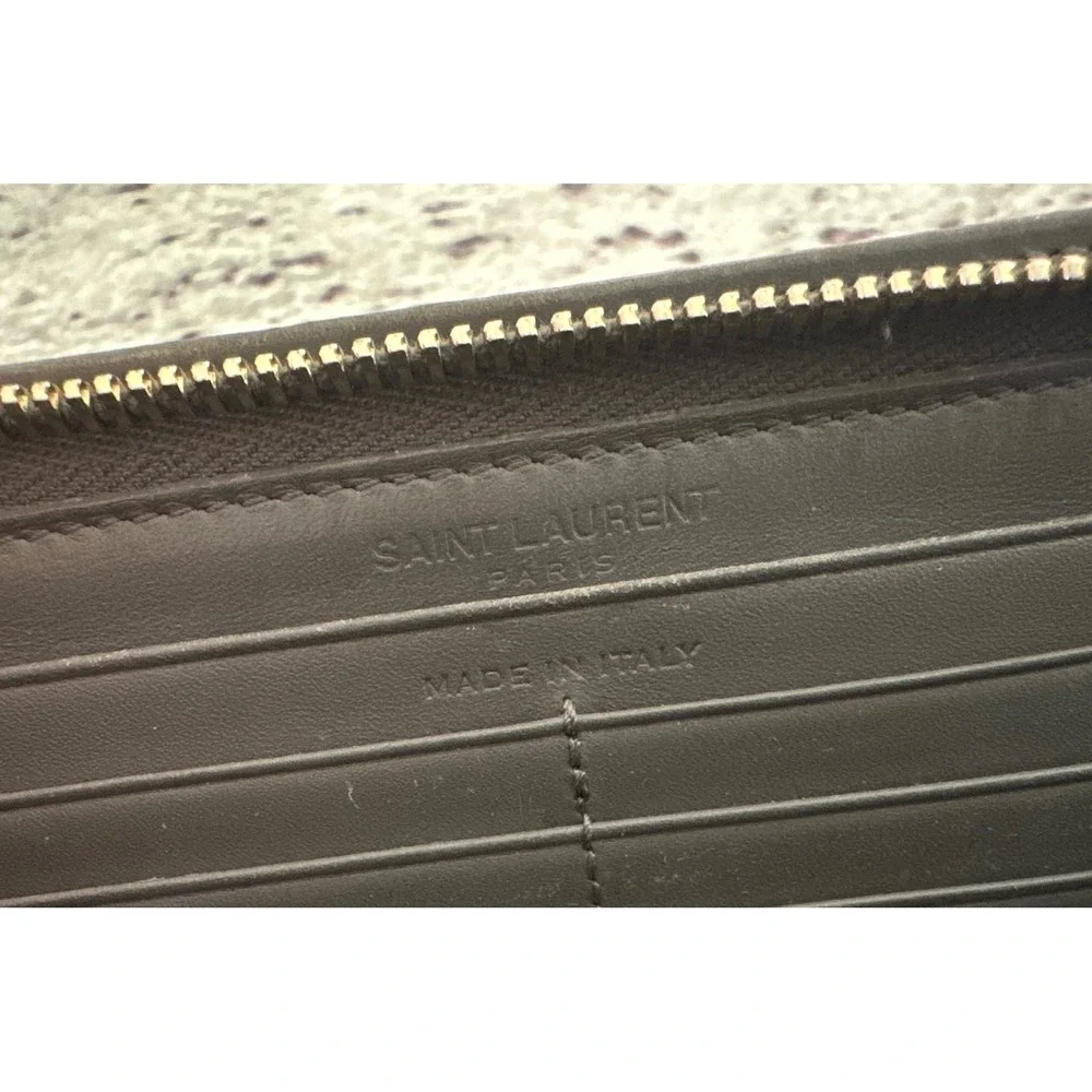 Saint Laurent Paris gray long zip-around wallet